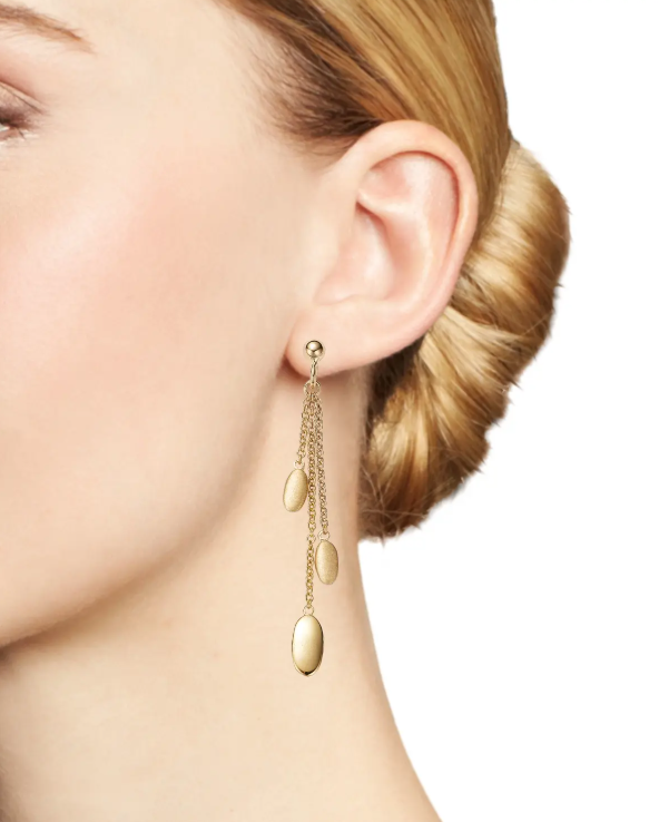14k yellow pebble dangle drop earrings