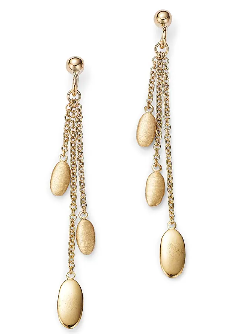 14k yellow pebble dangle drop earrings